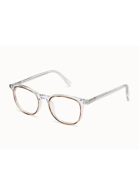Warby Parker Durand Glasses- Clear Frames with Oak Barrel